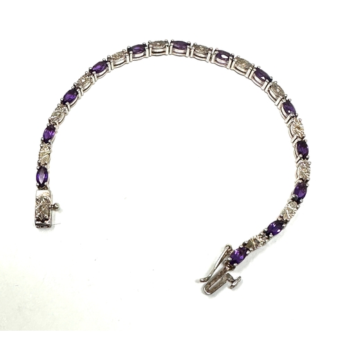 346 - Silver Amethyst & Diamond bracelet