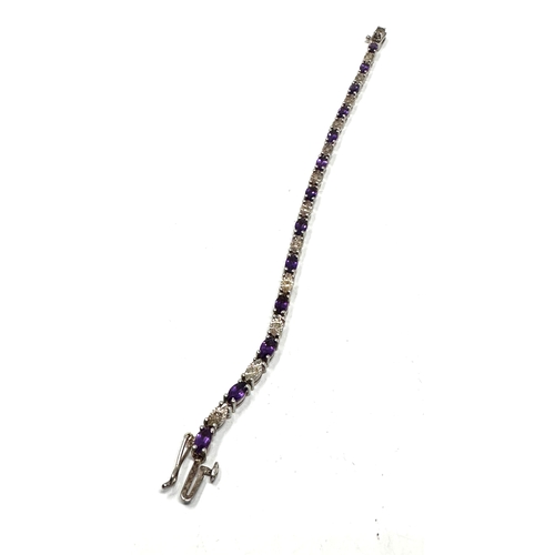 346 - Silver Amethyst & Diamond bracelet