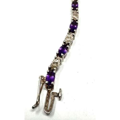 346 - Silver Amethyst & Diamond bracelet