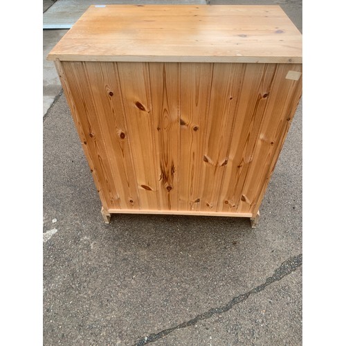 572 - Pine 3 drawer chest 33 inches tall 29 inches wide 18 inches depth