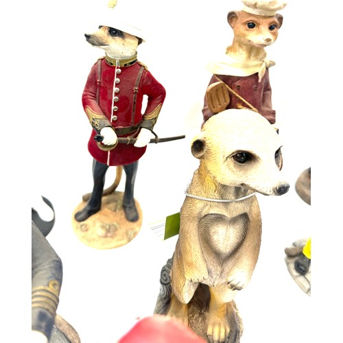 70 - Selection of novelty meerkats ornaments overall height approximately 11 inches