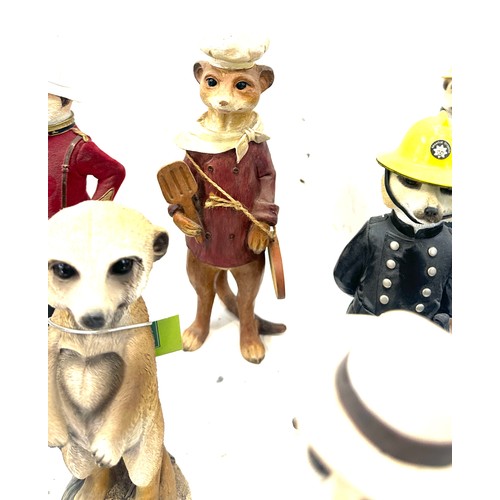 70 - Selection of novelty meerkats ornaments overall height approximately 11 inches