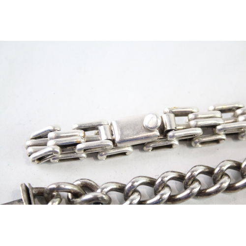 417 - Collection of Sterling Silver Chain Link Bracelets inc. Curb, Panther x 2 82g