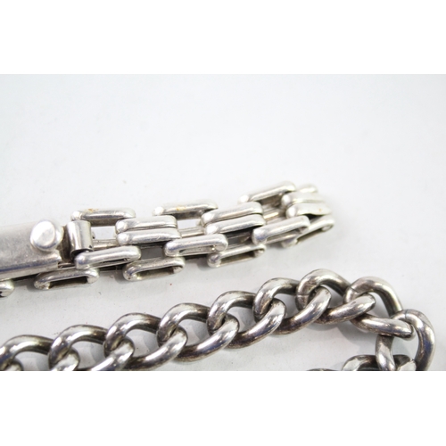 417 - Collection of Sterling Silver Chain Link Bracelets inc. Curb, Panther x 2 82g