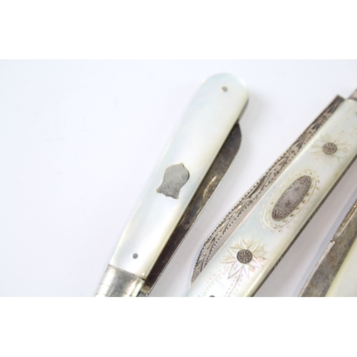 3 - 4 x .925 sterling silver fruit knives mop handles