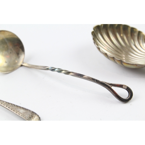 9 - 3 x .925 sterling silver spoons inc georgian, caddy etc