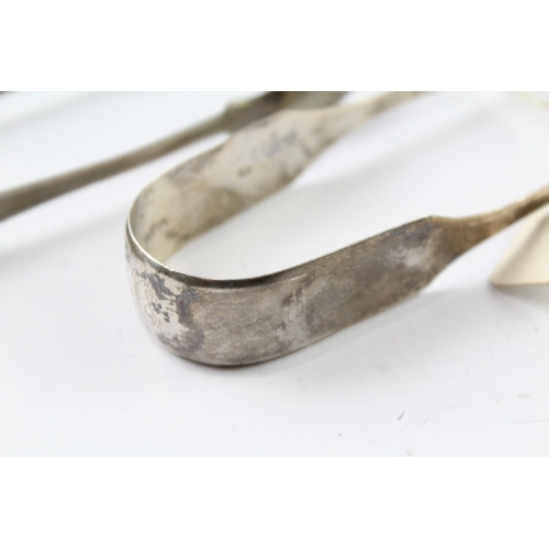 17 - 2 x georgian .925 sterling silver sugar tongs