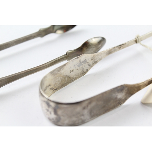 17 - 2 x georgian .925 sterling silver sugar tongs