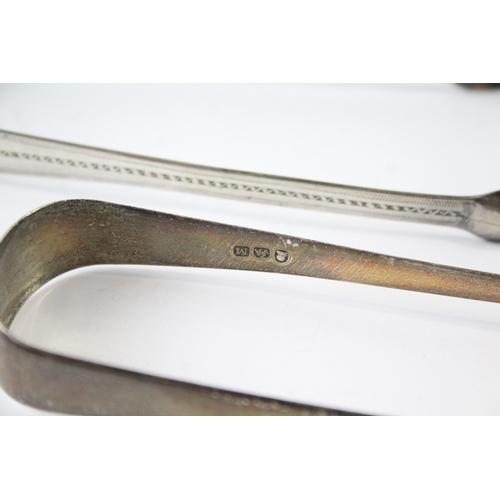 27 - 2 x .925 sterling silver georgian sugar tongs