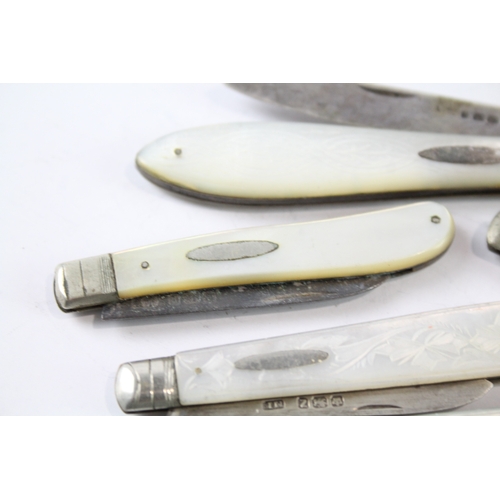 28 - 5 x .925 sterling silver fruit knives mop