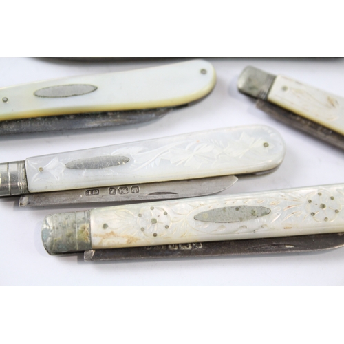 28 - 5 x .925 sterling silver fruit knives mop