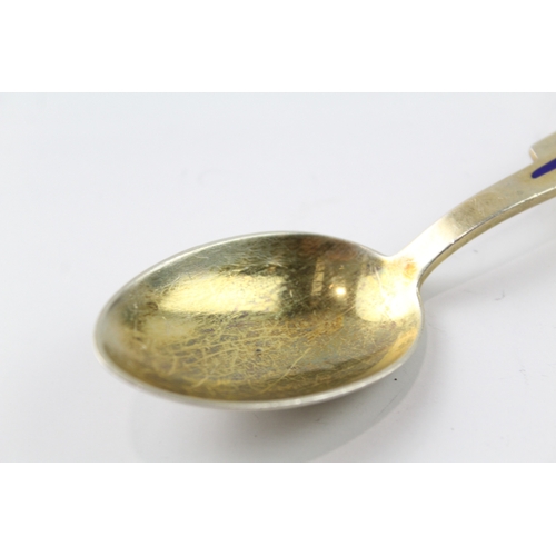 35 - denmark stamped .925 sterling silver enamel spoon