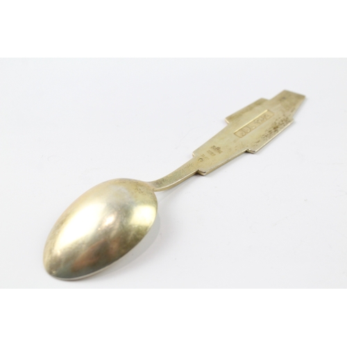 35 - denmark stamped .925 sterling silver enamel spoon