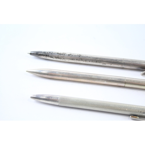 43 - 3 x .925 sterling silver cased ballpoint pens / biros