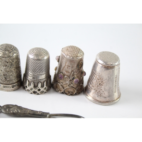 76 - 10 x .925 sterling silver haberdashery inc thimbles etc