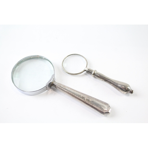 81 - 2 x .925 sterling silver handled magnifying glasses