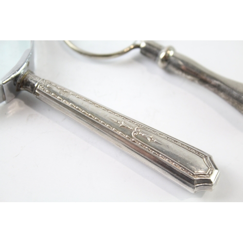 81 - 2 x .925 sterling silver handled magnifying glasses