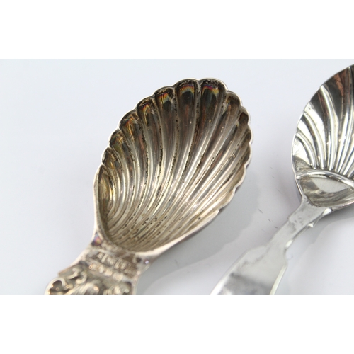 85 - 3 x .925 sterling silver caddy spoons inc victorian