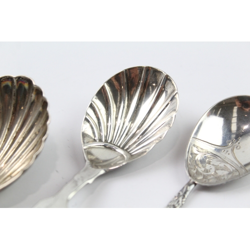 85 - 3 x .925 sterling silver caddy spoons inc victorian