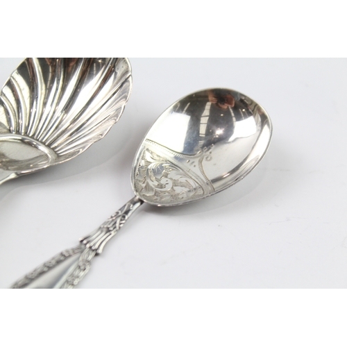 85 - 3 x .925 sterling silver caddy spoons inc victorian