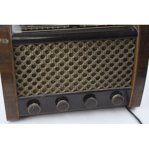 506 - Vintage G.E.C General electric Company Wooden Valve Radio untested Sold as Not w