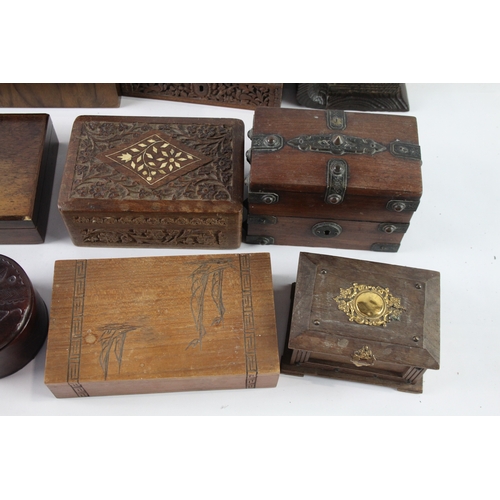 514 - Vintage/Antique Wooden Boxes Inc Treasure Chest, Carved, Etc x 9