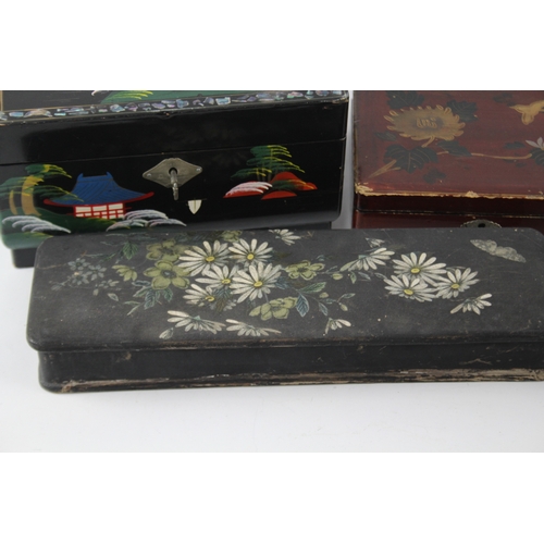 515 - Vintage/Antique Lacquer Boxes Inc Asian, Etc x 4