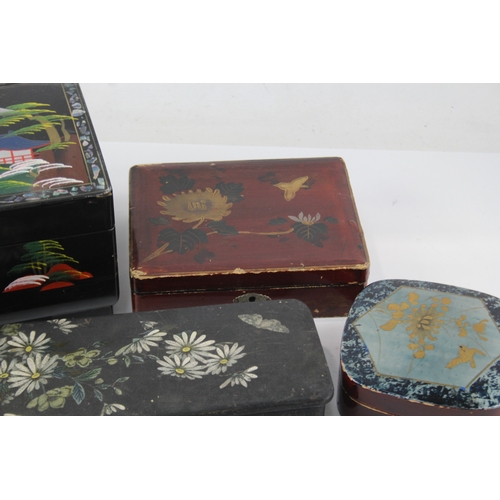 515 - Vintage/Antique Lacquer Boxes Inc Asian, Etc x 4