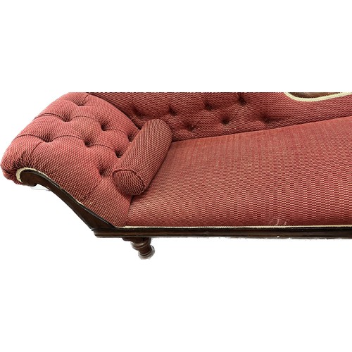 559 - Mahogany and fabric chaise longue with cushion