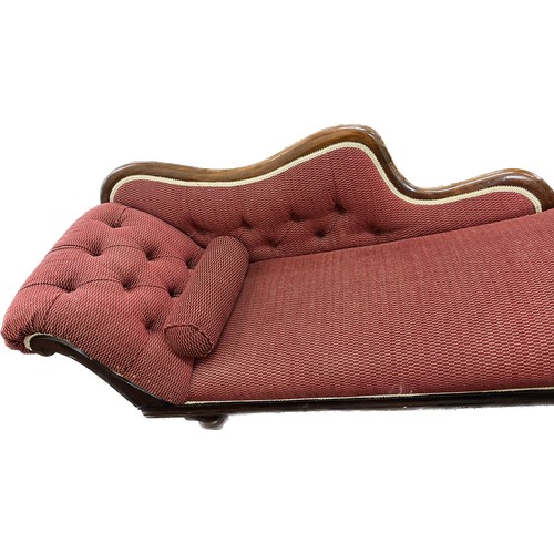 559 - Mahogany and fabric chaise longue with cushion