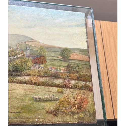 27 - Oil painting on canvas of a local scene in Near Gilmorton Leicestershire  by G Stanton measures appr... 