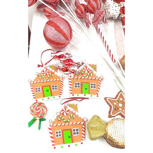 186 - Selection of Christmas decorations ' Candy Land' theme to include large sweet decorations, a nut cra... 