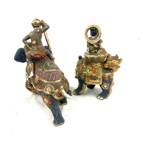 92 - Pair of oriental satsuma figures one elephant one dragon largest measures approx 8.5 inches tall - A... 