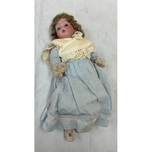 119 - Antique hand painted German doll marked W.S, Height 12 inches