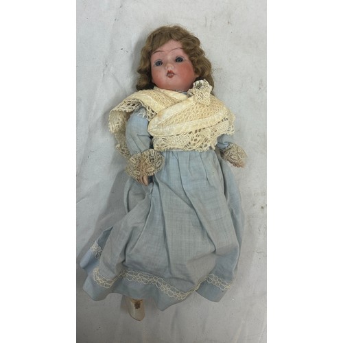 119 - Antique hand painted German doll marked W.S, Height 12 inches