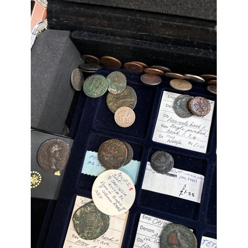 17 - Large case of coins includes Reproduction roman coins etc