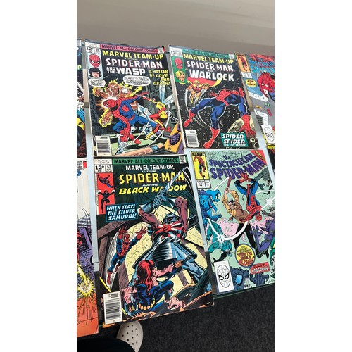 9 - Selection of Marvel Spiderman comics dated from the 70s/80s to include ' Marvel Team Up featuring Sp... 