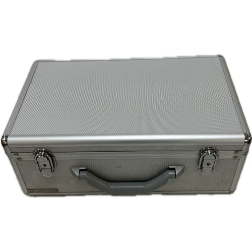 69 - Lockable coin collectors case, with blue coin inserts, quantity of coin plastic capsules (with keys)