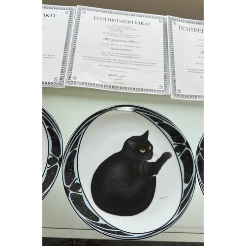 218 - Set of 6 Bradford Exchange ' Vons Hans Ruttimann' black cat plates all complete with boxes and COA