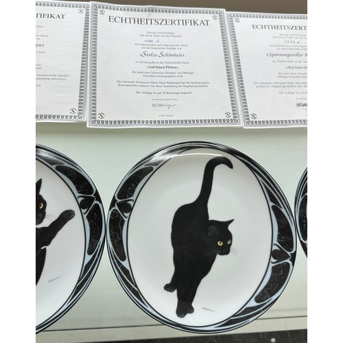 218 - Set of 6 Bradford Exchange ' Vons Hans Ruttimann' black cat plates all complete with boxes and COA