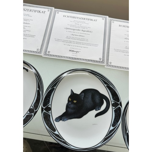 218 - Set of 6 Bradford Exchange ' Vons Hans Ruttimann' black cat plates all complete with boxes and COA