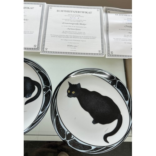 218 - Set of 6 Bradford Exchange ' Vons Hans Ruttimann' black cat plates all complete with boxes and COA