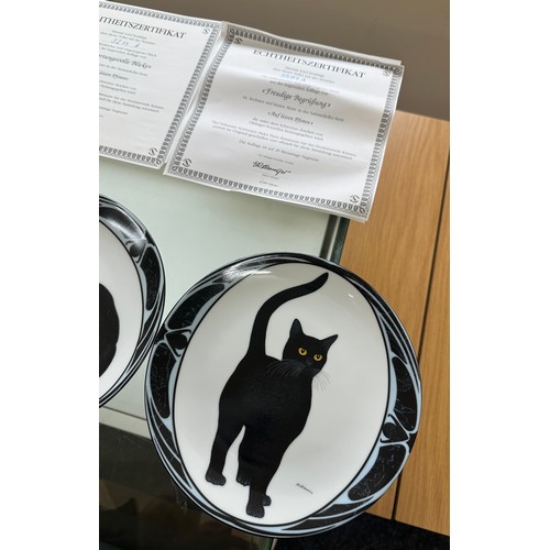 218 - Set of 6 Bradford Exchange ' Vons Hans Ruttimann' black cat plates all complete with boxes and COA