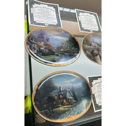 195A - Selection of 8 Thomas Kinkade Lamplight Village Plates Bradford Exchange to include ' Lamplight Broo... 