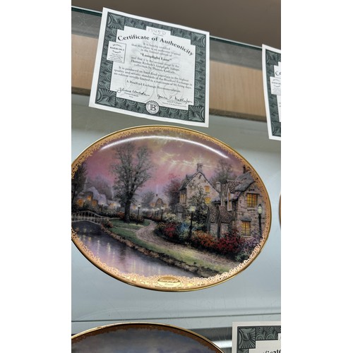 195A - Selection of 8 Thomas Kinkade Lamplight Village Plates Bradford Exchange to include ' Lamplight Broo... 