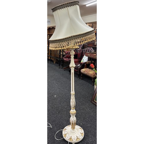 576 - Painted white and gold standard lamp, untested