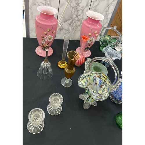 251 - Selection of coloured glass to include vases etc