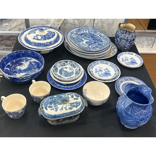 244 - Selection of blue and white pottery