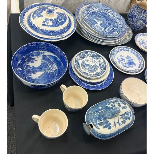 244 - Selection of blue and white pottery