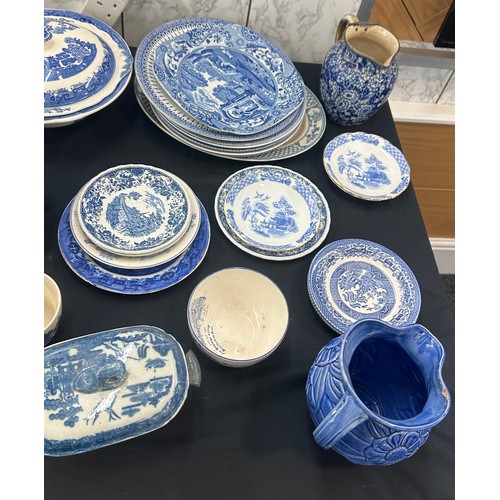 244 - Selection of blue and white pottery